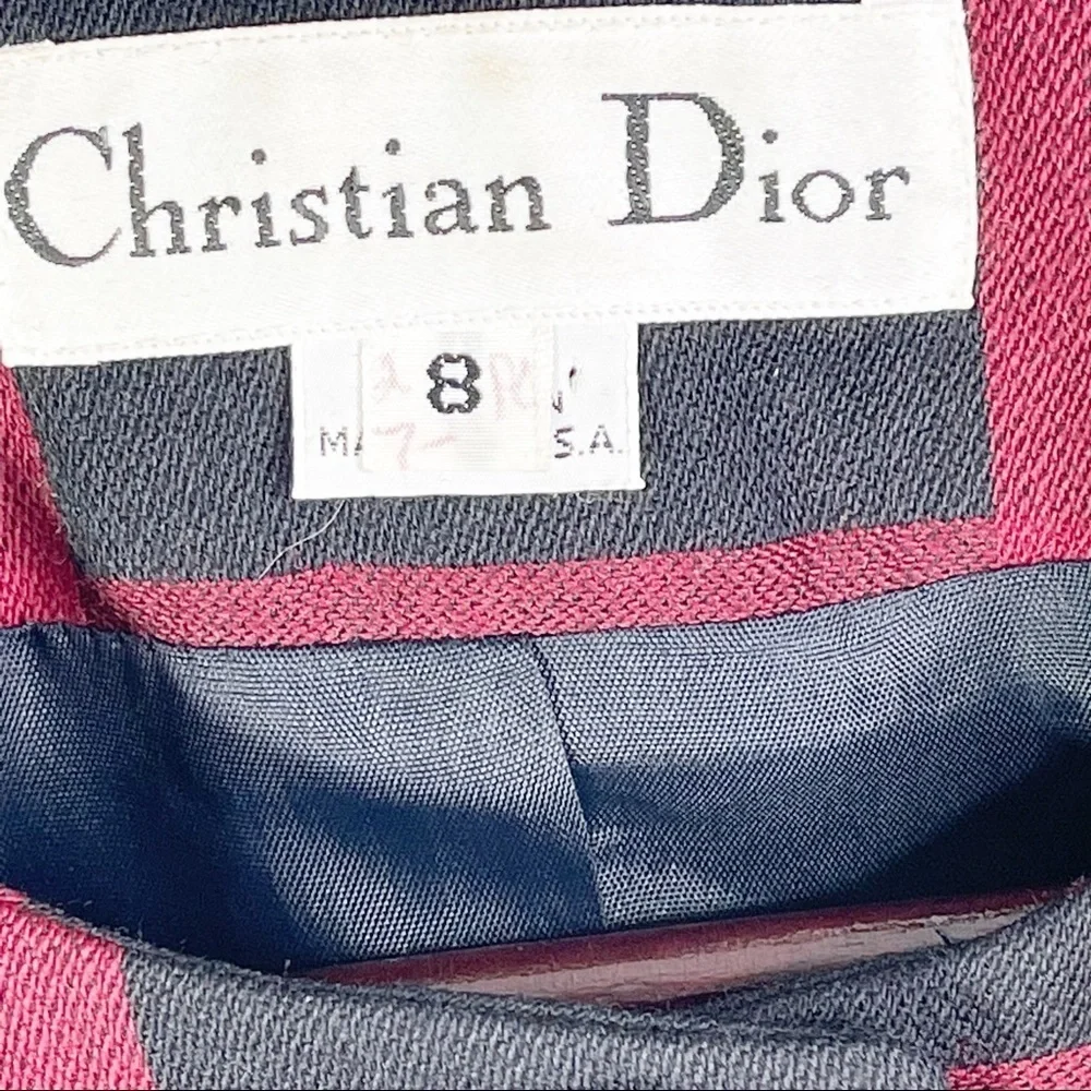 Christian Dior Vintage Wool Plaid Blazer Black Red